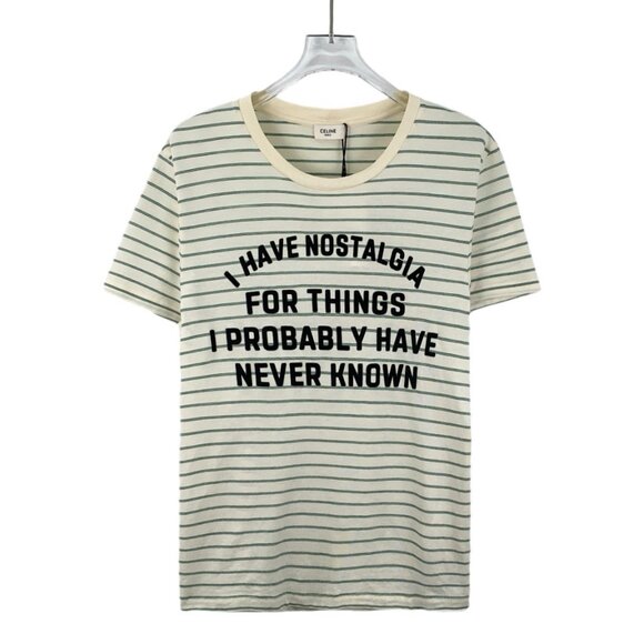 FW0464 Celine color-blocked striped letter printed cotton round neck short-sleev - Picture 1 of 9